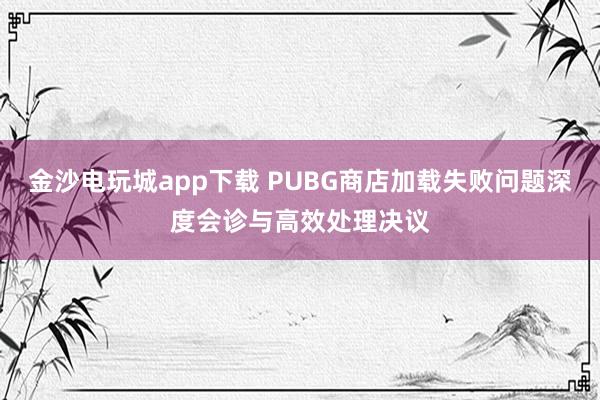 金沙电玩城app下载 PUBG商店加载失败问题深度会诊与高效处理决议