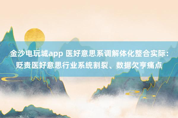 金沙电玩城app 医好意思系调解体化整合实际：贬责医好意思行业系统割裂、数据欠亨痛点