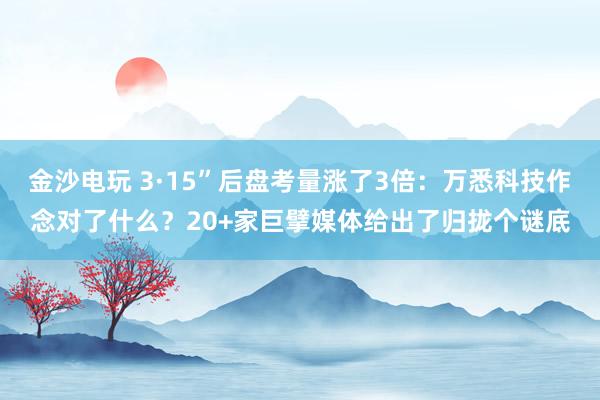 金沙电玩 3·15”后盘考量涨了3倍：万悉科技作念对了什么？20+家巨擘媒体给出了归拢个谜底
