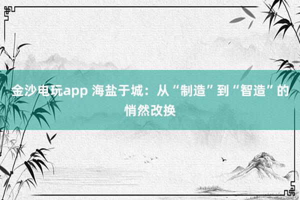 金沙电玩app 海盐于城：从“制造”到“智造”的悄然改换