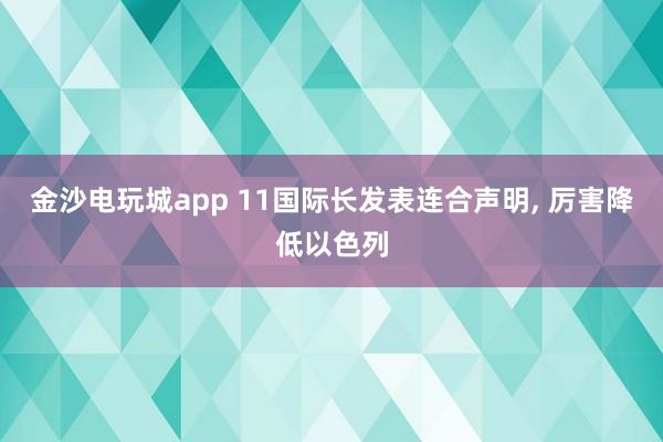 金沙电玩城app 11国际长发表连合声明， 厉害降低以色列