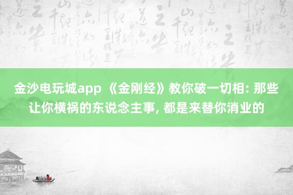金沙电玩城app 《金刚经》教你破一切相: 那些让你横祸的东说念主事, 都是来替你消业的