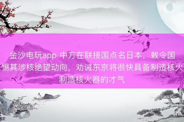 金沙电玩app 中方在联接国点名日本，敕令国外社会警惕其涉核绝望动向，劝诫东京将很快具备制造核火器的才气