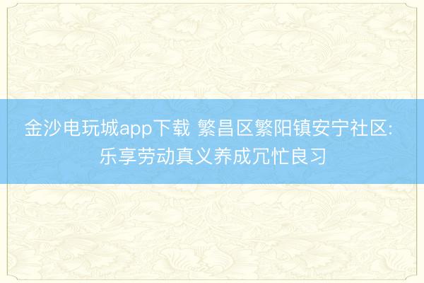 金沙电玩城app下载 繁昌区繁阳镇安宁社区: 乐享劳动真义养成冗忙良习